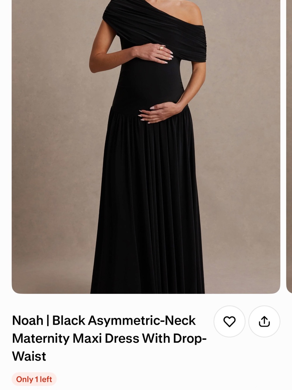 Club L London Black One-Shoulder Maternity Maxi Dress